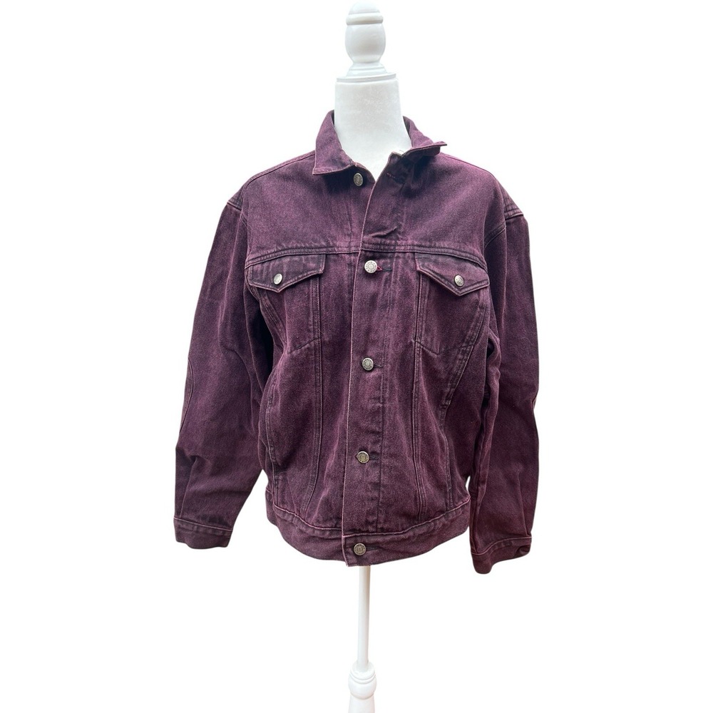 Vtg 80s Calvin Klein Jeans Women's Denim Trucker Jacket Purple Plum Size M Rare!